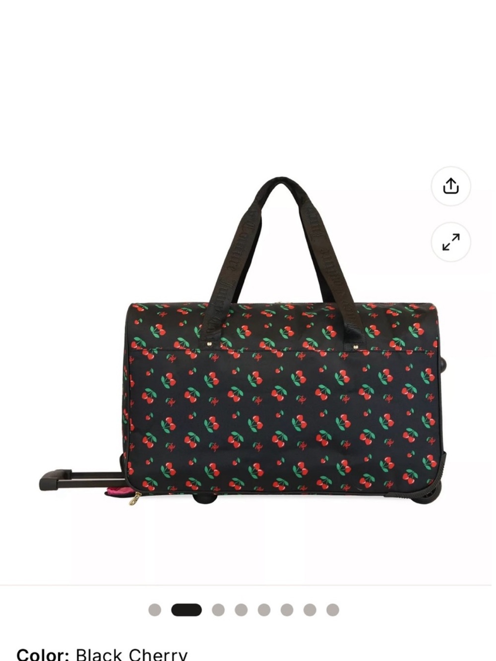 NWT JUICY COUTURE black cherry 🍒 print rolling duffel bag with  handle!